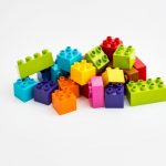 A pile of colored LEGO bricks