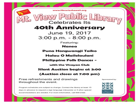 Mountain View, 40th Anniversary Celebration flyer