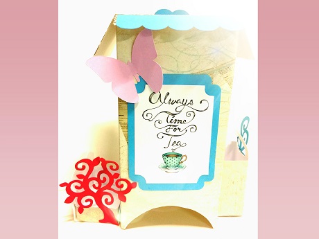 Tea bag caddy made out of repurposed tea bags