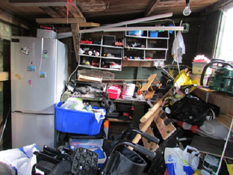 cluttered garage