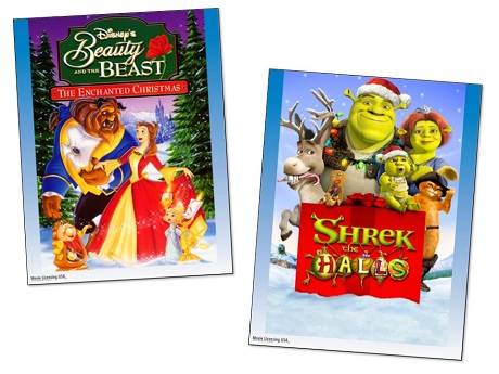 Move covers for Beauty and the Beast Enchanting Christmas and Shrek the Halls