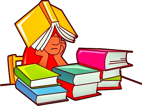 student studying with books