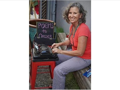 Woman at a typewriter