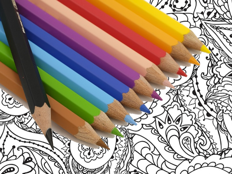 colored pencils and coloring sheet