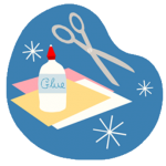 clipart image depicting glue scissors paper