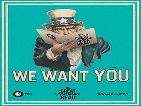 Poster that says 'We Want You' for the great american read