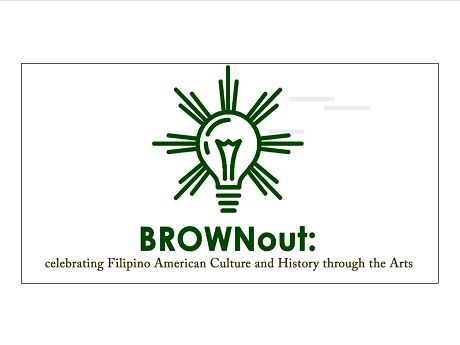 Light bulb graphic and word BROWNout! symbolizing Filipino-American History Month