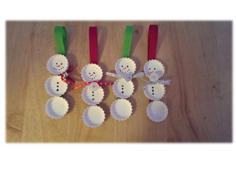 bottle cap snowmen ornaments