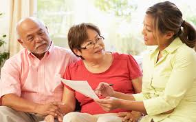 Older couple working on legal documents