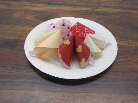 Paper Fortune Cookies on Paper Plate
