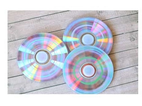 spinning CDs with colorful designs