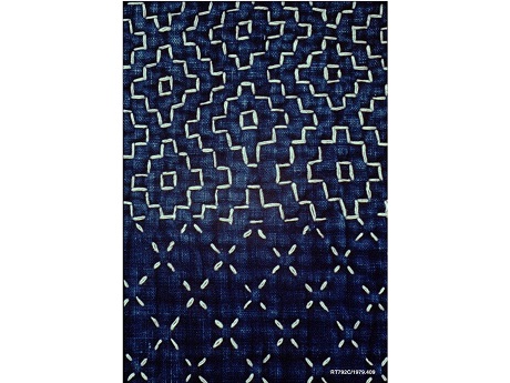 blue cloth with sashiko stitching