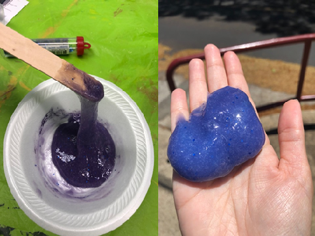 slime changing from deep purple to lavender