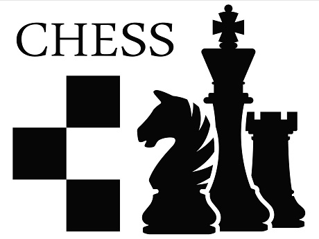 three chess pieces, text: "CHESS"