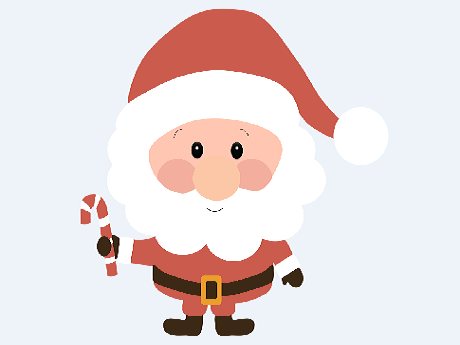 Santa Claus holding a candy cane