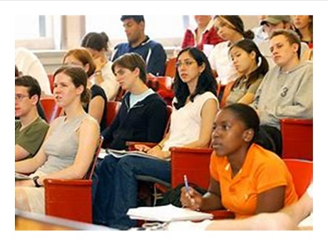 Students in college lecture hall