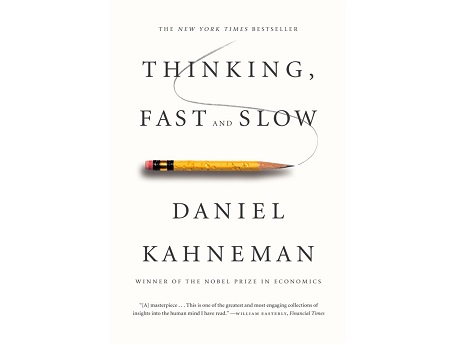 Cover of Thinking, Fast and Slow featuring a chewed-up pencil on a white background