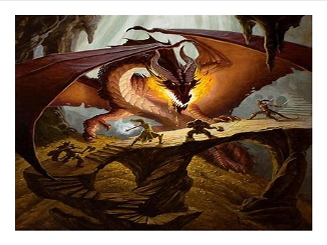 youth battling dragon in a cave