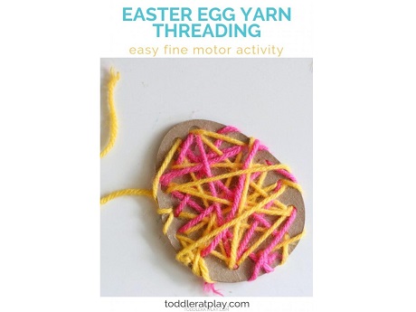 egg shape with yarn threaded around