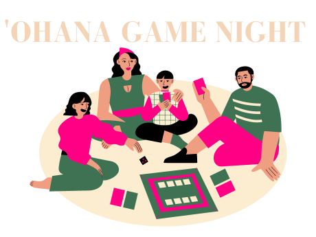 ohana game night. four individuals playing board games and cards