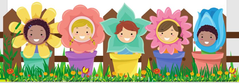 Five children in a flower garden