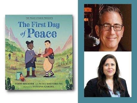 "The First Day of Peace" book cover and authors Todd Shuster and Maya Soetoro-Ng