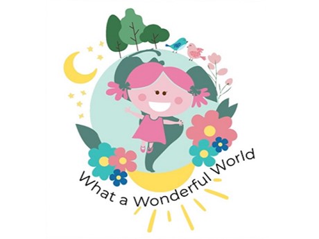 What a wonderful world, child illustration with flowers