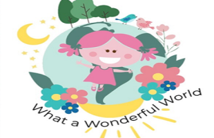What a wonderful world, child illustration with flowers