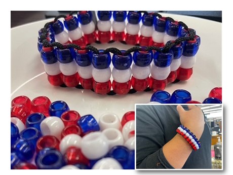 red white blue pony bead bracelet