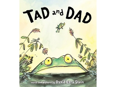 Book cover for Tad and Dad featuring a big frog and little frog in a pond
