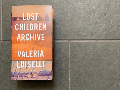 Book titled Lost Children Archive on a stone background