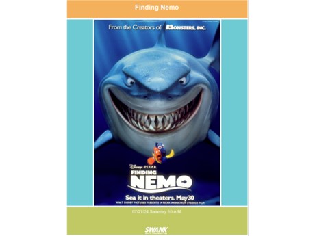 Finding Nemo Movie Poster with Large Shark Eying Nemo & Dory